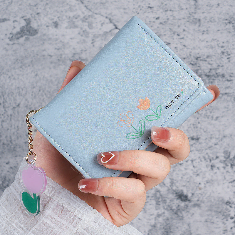 Women's Short Solid Color Simple Printed Cute Ladies Wallets