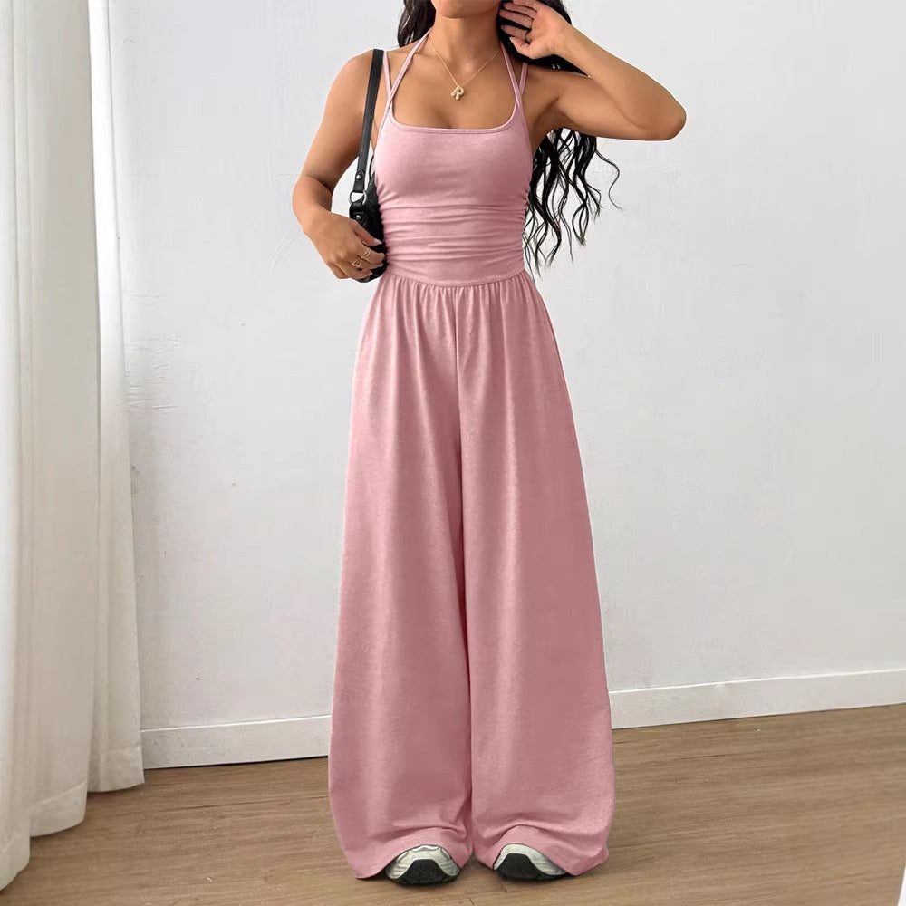 Women's Color Sling Casual Summer Wide Leg Women's Jumpsuit/clothing