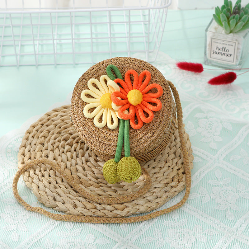 Women's & Children's Seaside Beach Weaving Straw Hat Pastoral Children's Coin Purse
