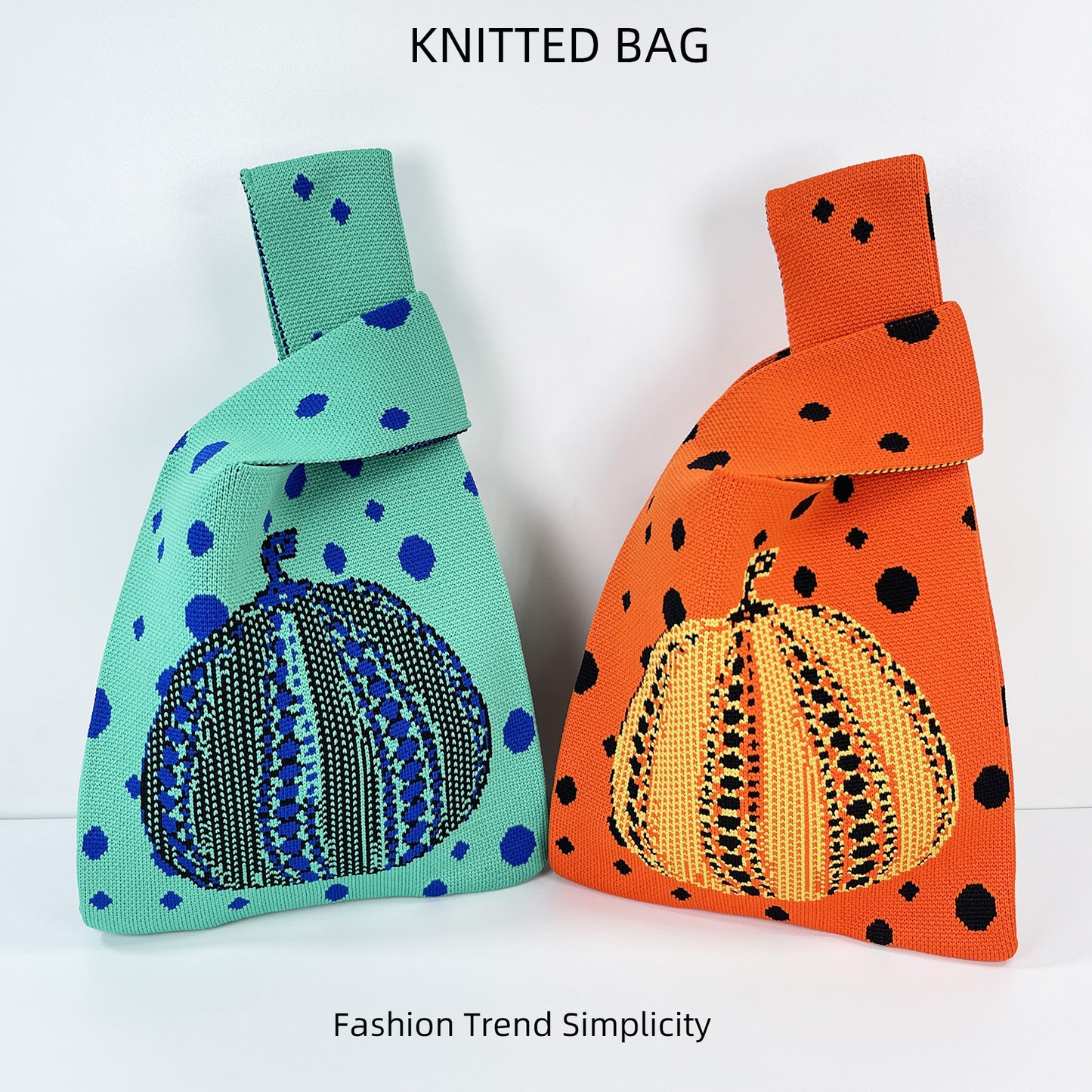 Soft Glutinous Pumpkin Knitted Fashionable Large Handbags