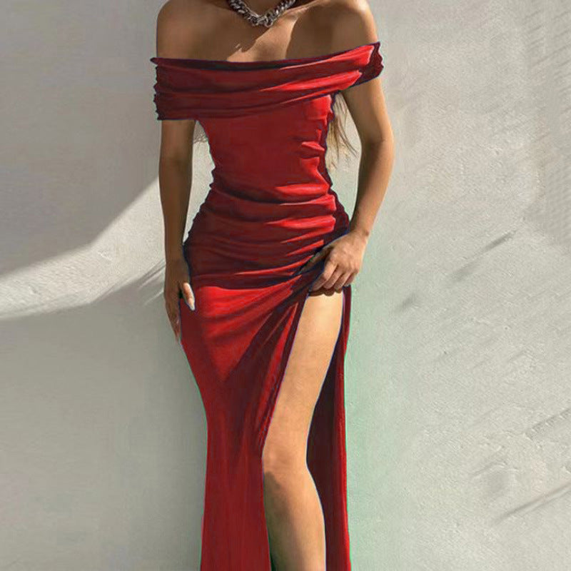 Women's Tight Solid Color Sleeveless Mid-length Sexy Dress