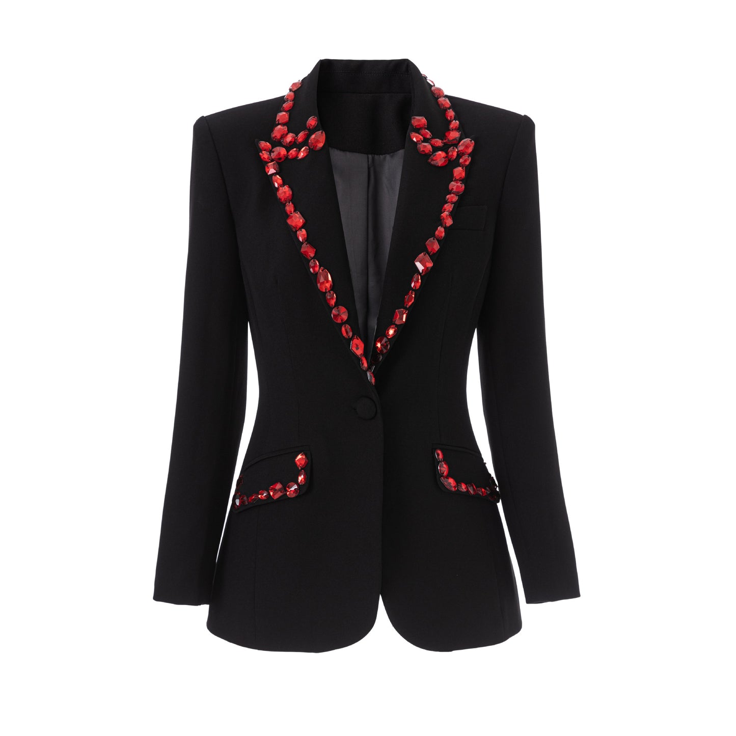 Women's Luxury Red Beaded Black Fashion Party Blazers