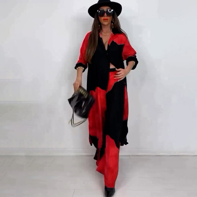 Elegant Sexy Print Mid-length Wide Leg Pants