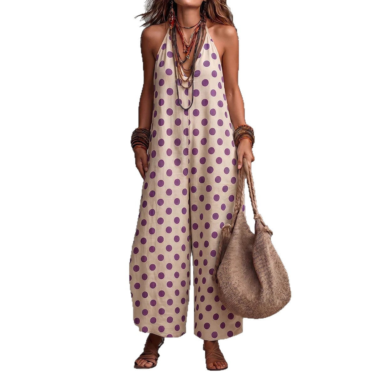 Women's Summer Sleeveless Wide Leg Suspenders Fashion Vacation Jumpsuits