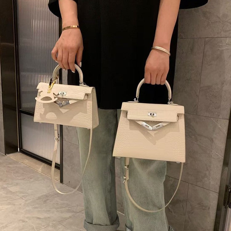 Women's Design Crocodile Pattern Portable Kelly Genuine Bags