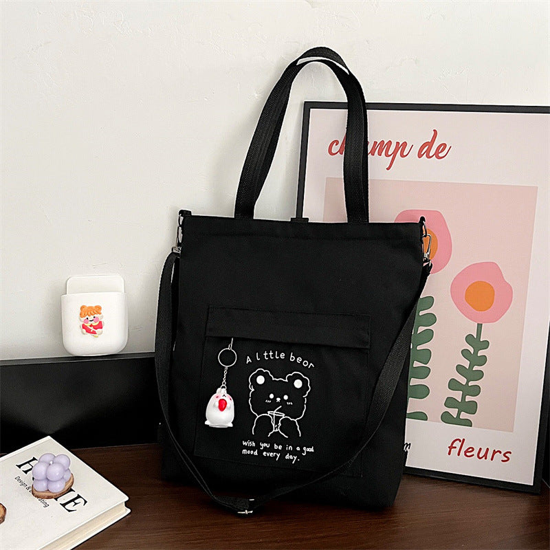 Simple Female Stylish Texture Canvas Class Handbags