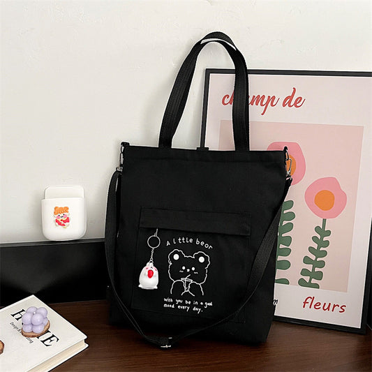 Simple Female Stylish Texture Canvas Class Handbags