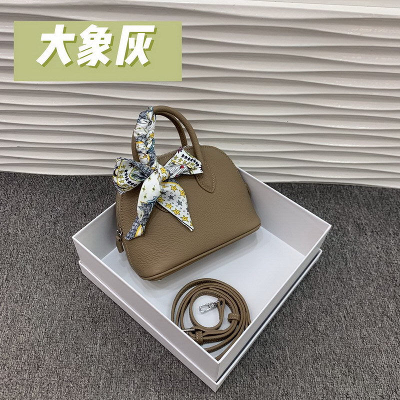 Cowhide Lychee Pattern Mini Shell Candy Color Handbags