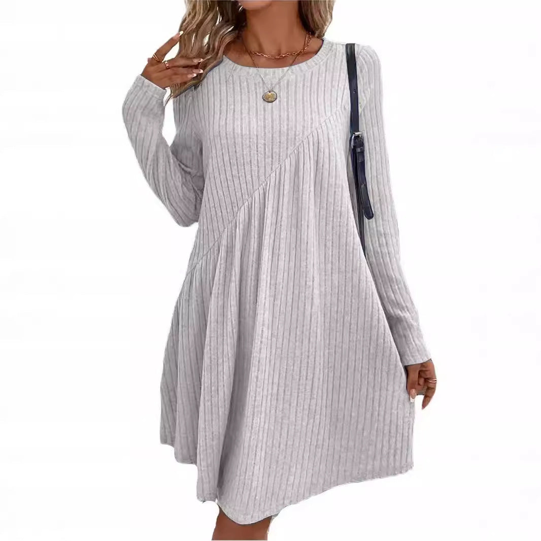 Women's Bohemian Irregular Brushed Sunken Stripe Solid Clothing