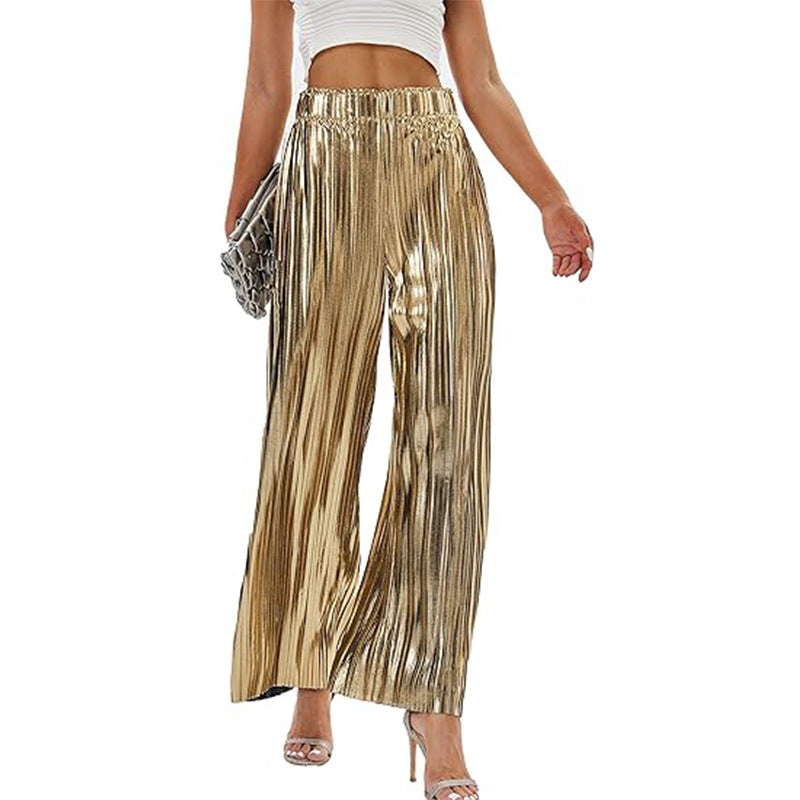 Women's Pleated Trousers Fashion High Waist Casual Club Pants