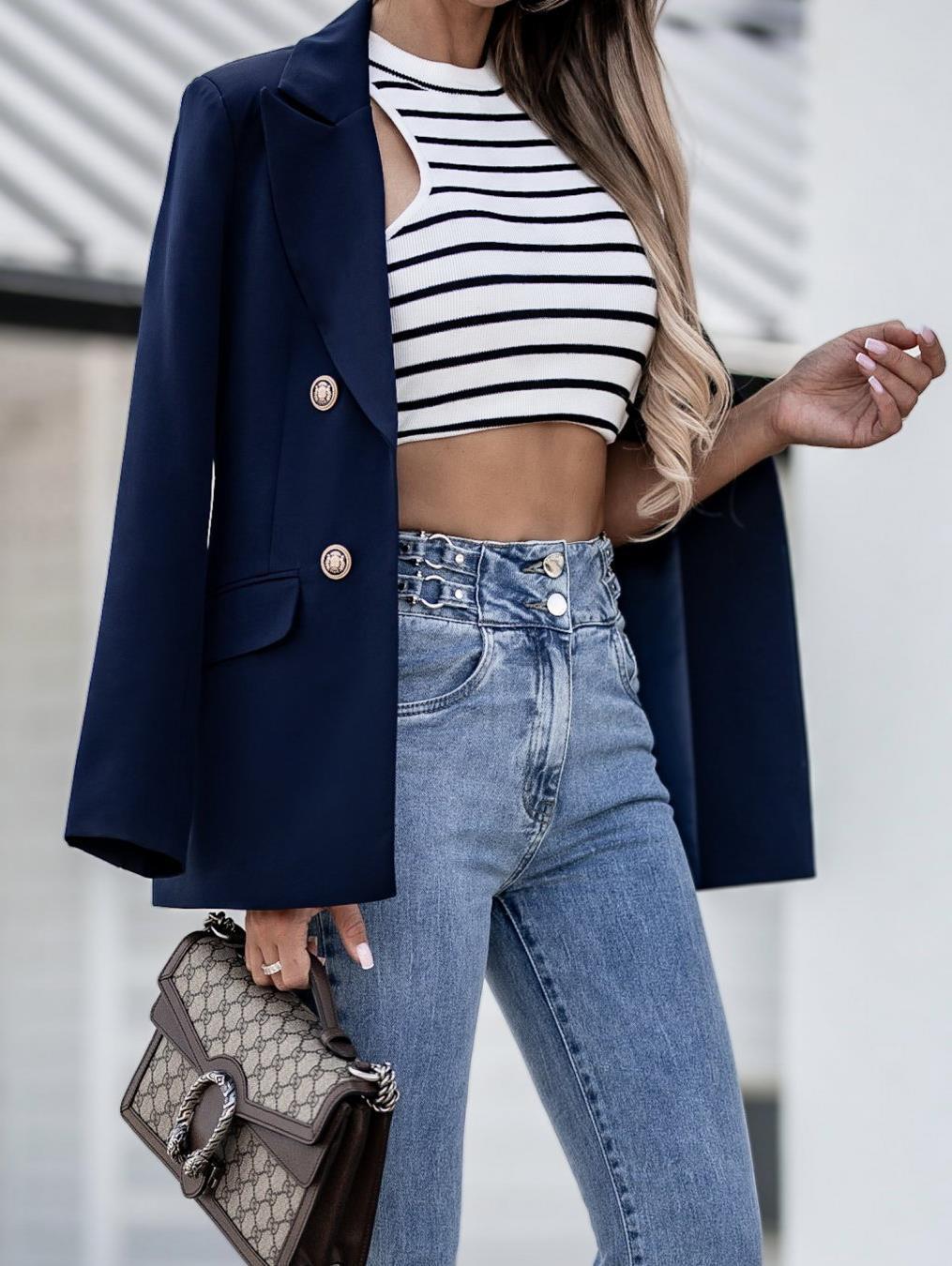 Beautiful Women's Autumn Slim Double-breasted Fashion Small Suit
