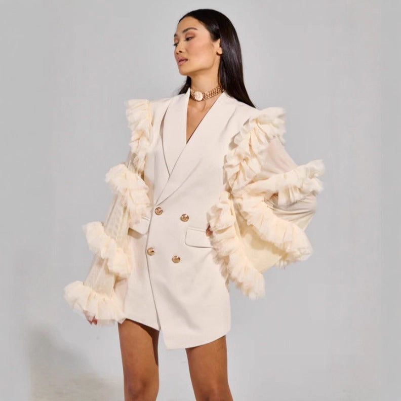 Women's Niche Autumn Three-dimensional Design Temperament Mid-length Blazers