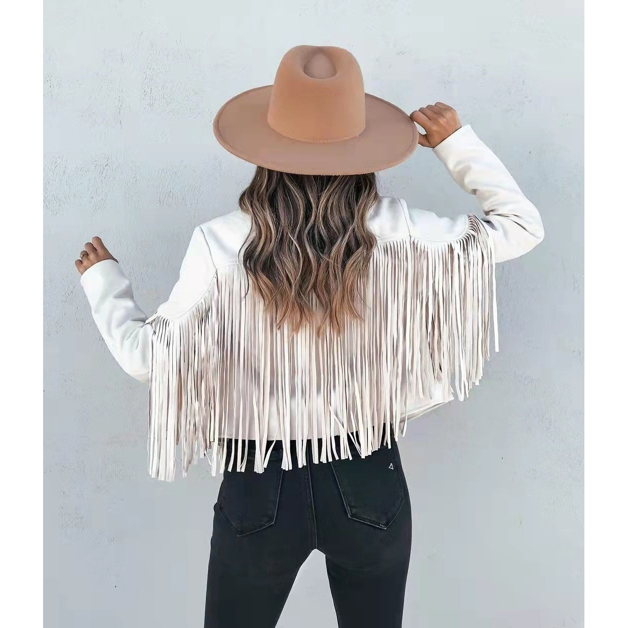 Women's Autumn Slim Long Sleeve Printed Tassel Jackets