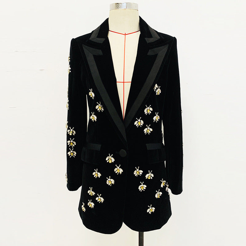 Popular Fashion Bee Diamond Beaded Veet Blazers