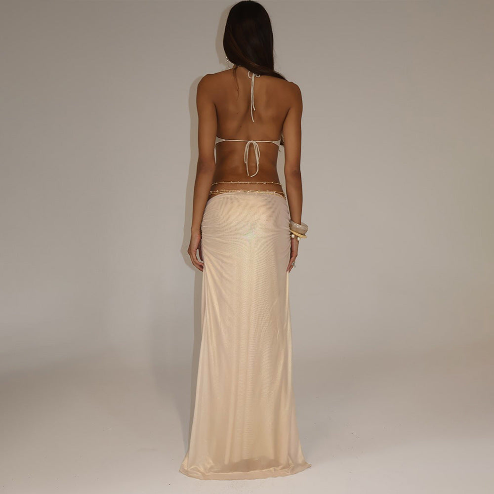 Elegant Street Hipster Deep V Halter Dresses