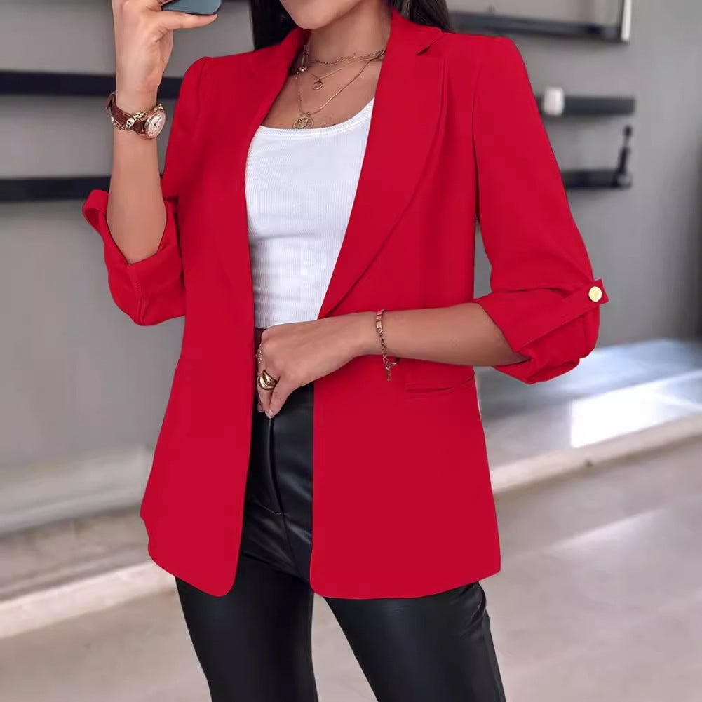 Women's Long Sleeve Solid Color For Small Suit