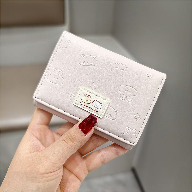 Korean Cartoon Cute Embossed Rabbit Bear Ladies Wallets