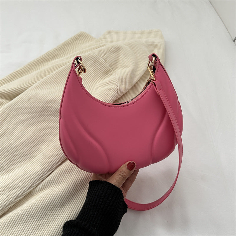 Women's Leather Autumn Underarm Tide Design Baseball Shoulder Bags