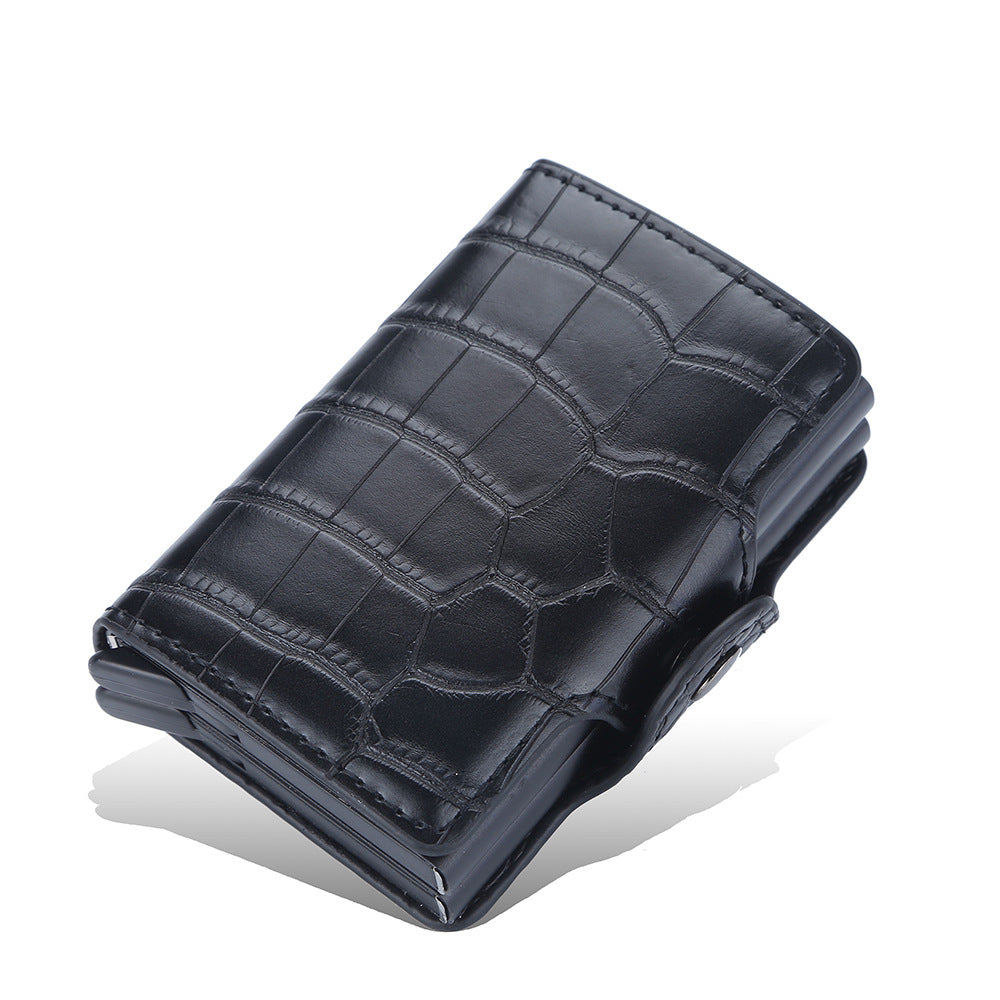 Men's Pattern For Short Aluminum Box Theft Automatic Card Holder