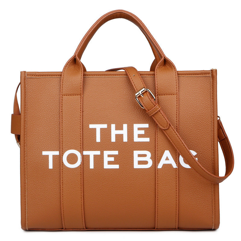 Women's Trendy Solid Color Letter Large Capacity Shoulder Bags