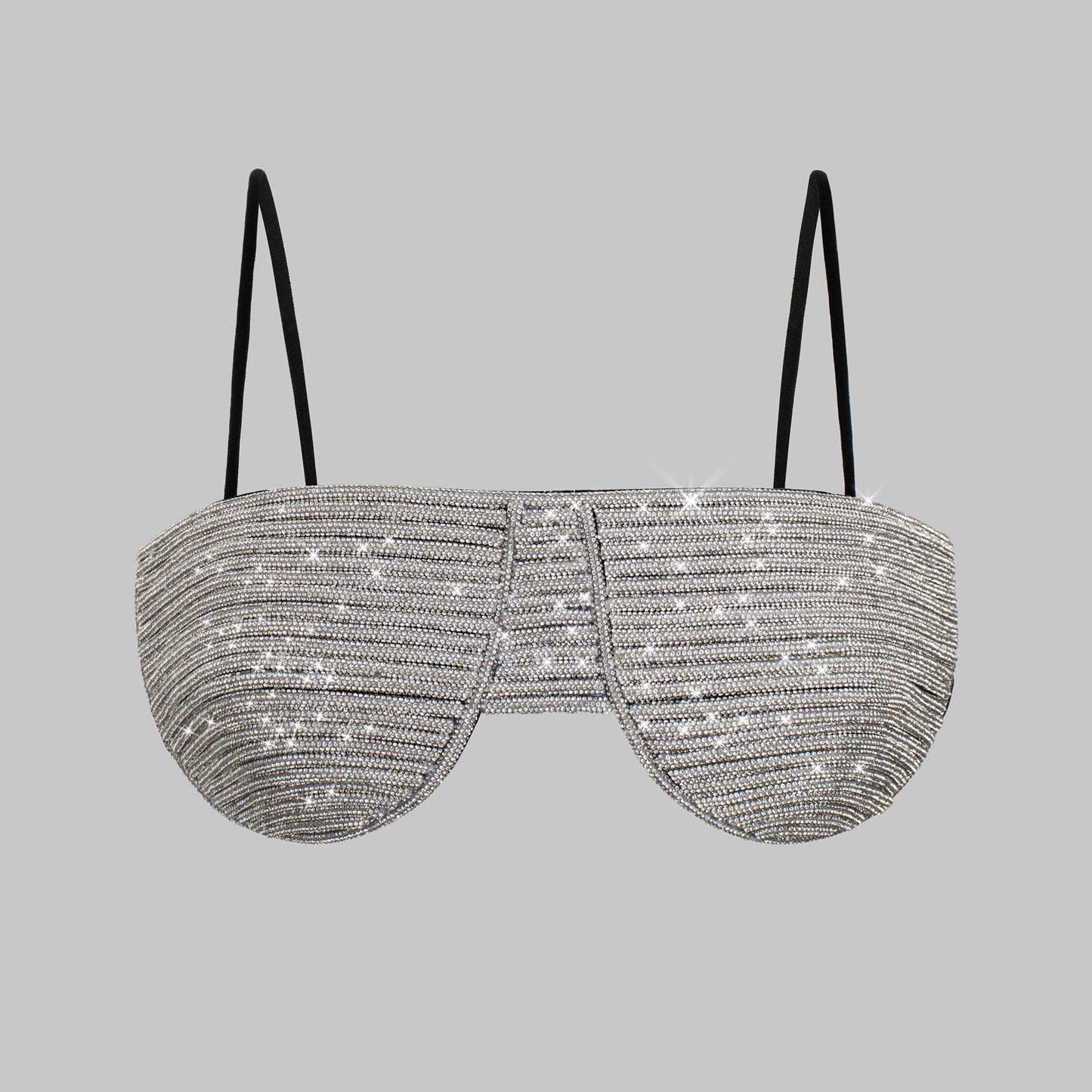 Strap Tube Mesh Shiny Rhinestone Bra Ultra With Chest Tops