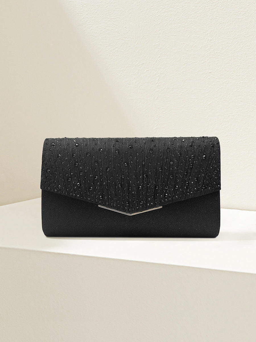 Unique Dinner Clutch Pleated Rhinestone Dress Evening Bags