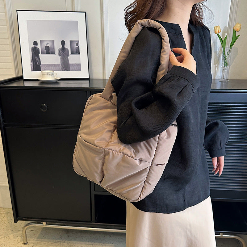 Women's Underarm Plaid Soft Puff Cotton Filling Crossbody Bags