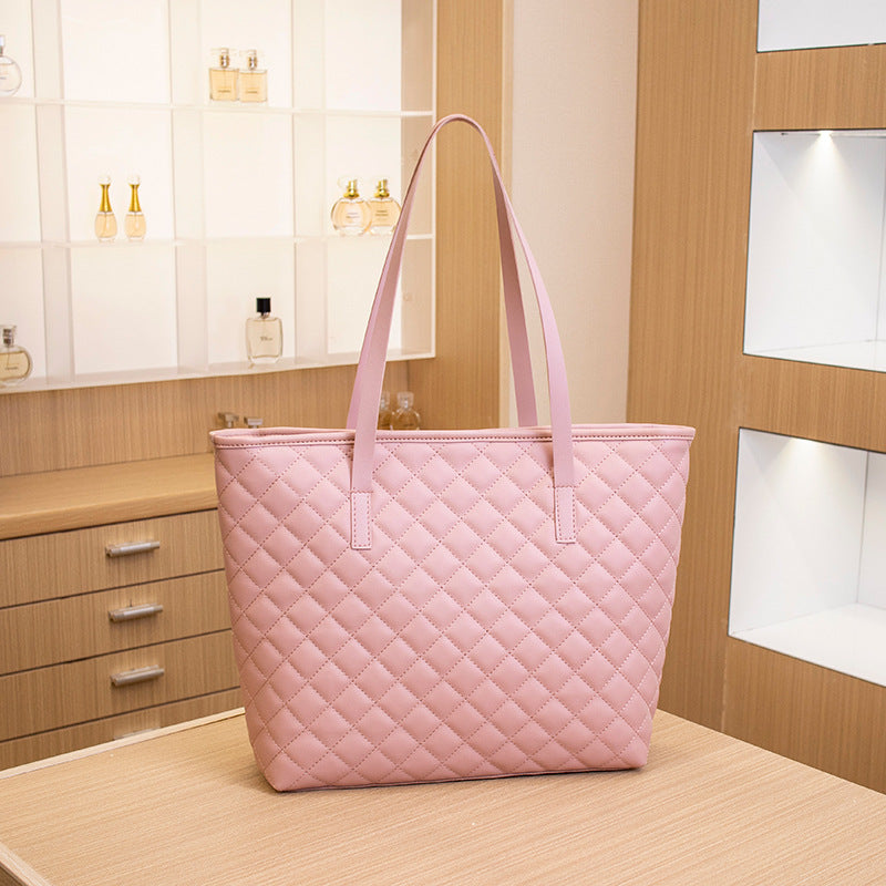 Women's Rhombus High Texture Large Capacity Commuter Tote Bags