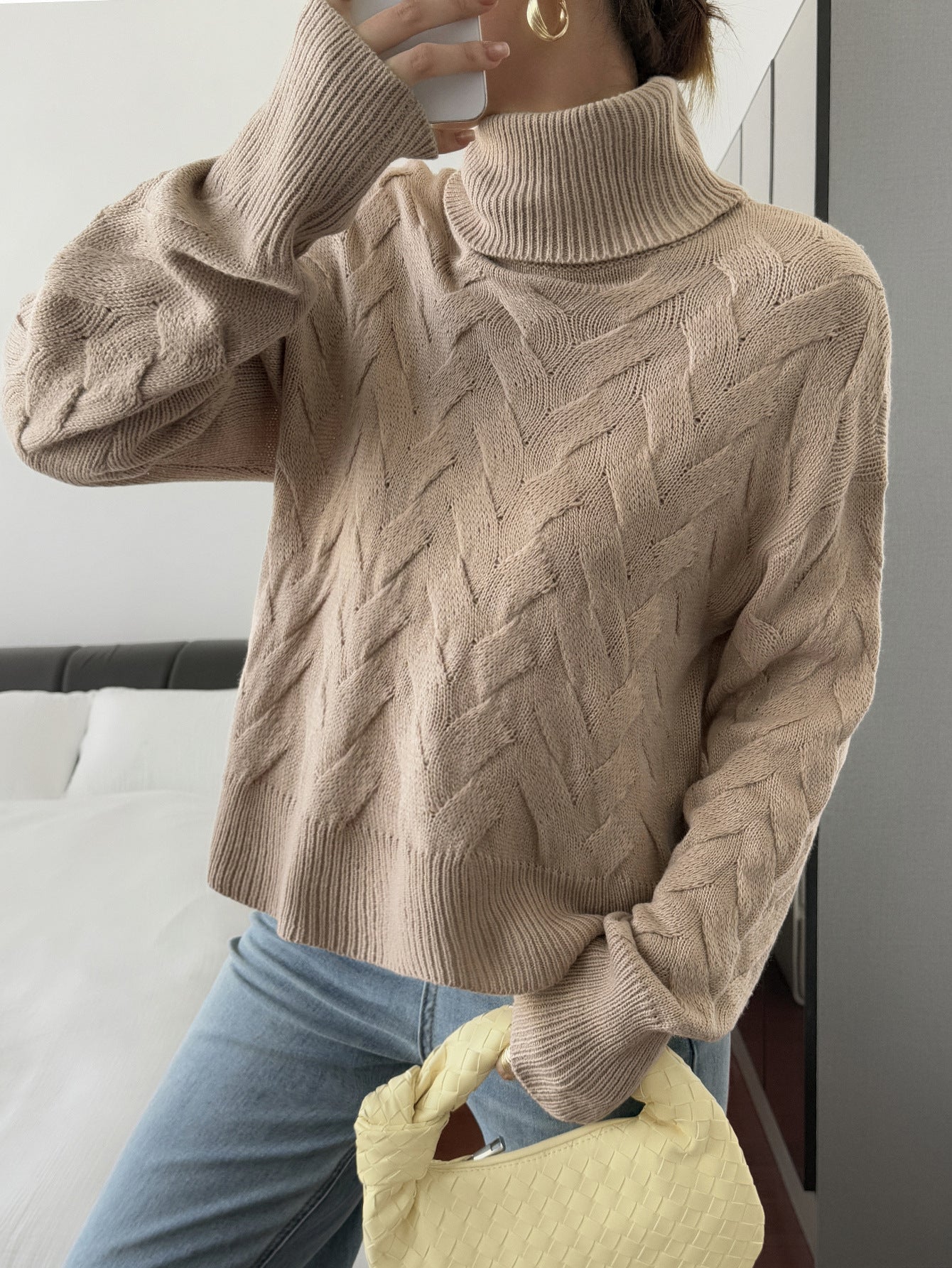 Women's Casual Solid Color Wool Long Sleeve Sweaters