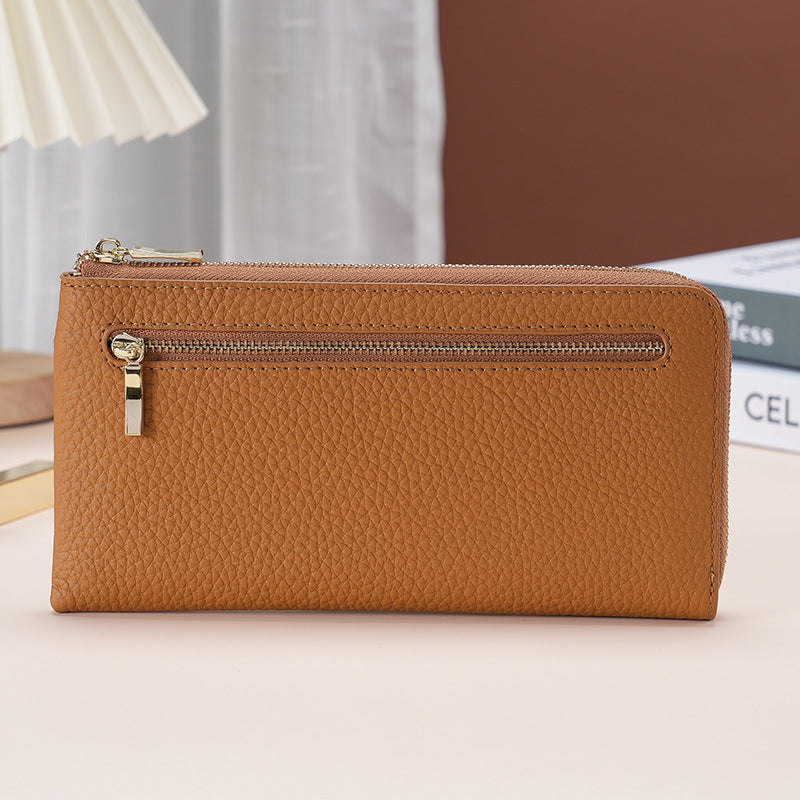 Women's Genuine Leather Long Swiping Cowhide Multiple Purses