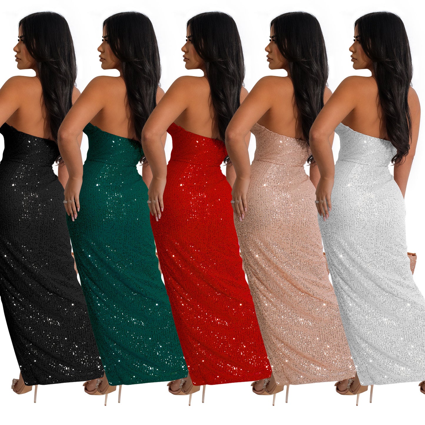 Women's Fashion Wear Solid Color Sexy Sequins Dresses