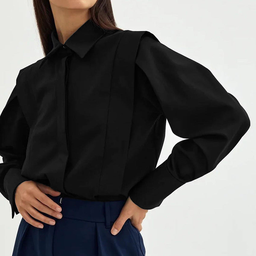 Women's French Commuter Right-angle Shoulder Slimming Shirt Spring Blouses