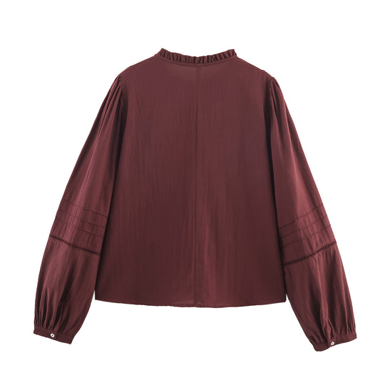 Women's Fashion Casual Chest Embroidered Shirt Blouses