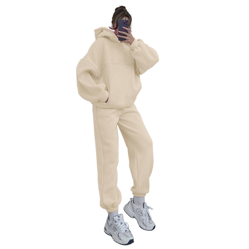 Women's Solid Color Hooded Two-piece Set Fashion Suits