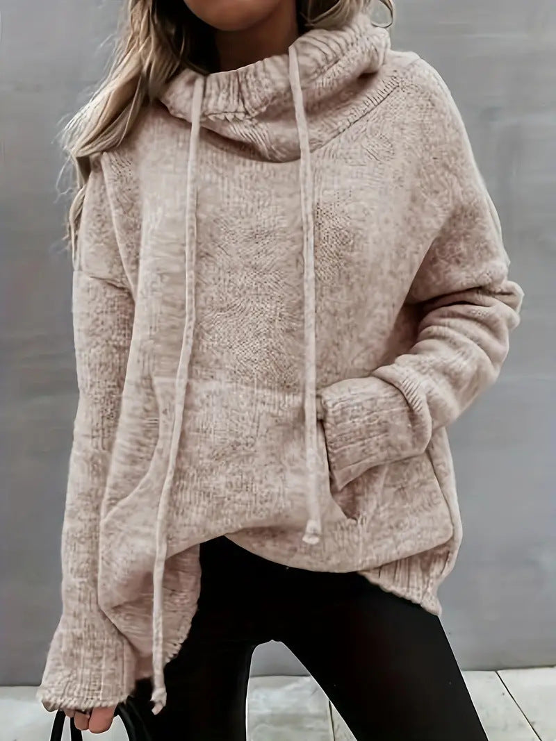 Women's Turtleneck Front Pocket Loose Casual Oversized Sweaters