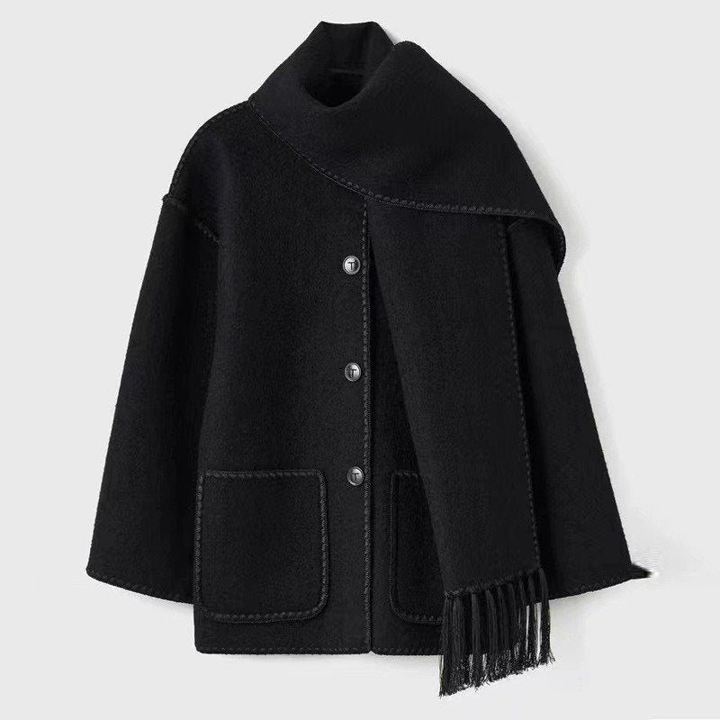 Women's Fashion Woolen Thick Loose With Scarf Clothing