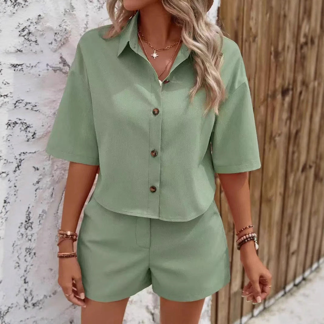 Innovative New Women's Short-sleeved Shirt Two-piece Fashion Casual Suit