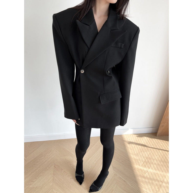 Black Female Temperament Go-getter Style Mid-length Blazers