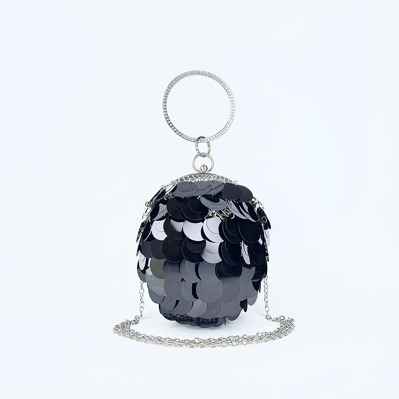 Women's Round Spherical Metal Handmade Sequined Evening Bags
