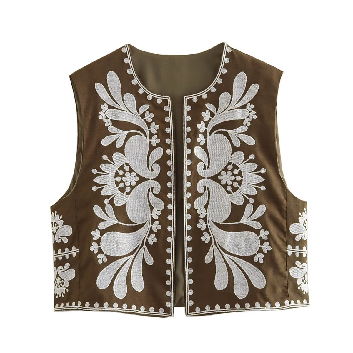 Cool Summer Embroidered Crew Neck Fashion Vests