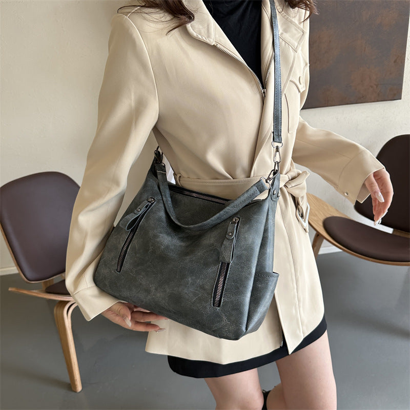 Women's Korean Style Large Capacity Commuter Textured Tote Bags