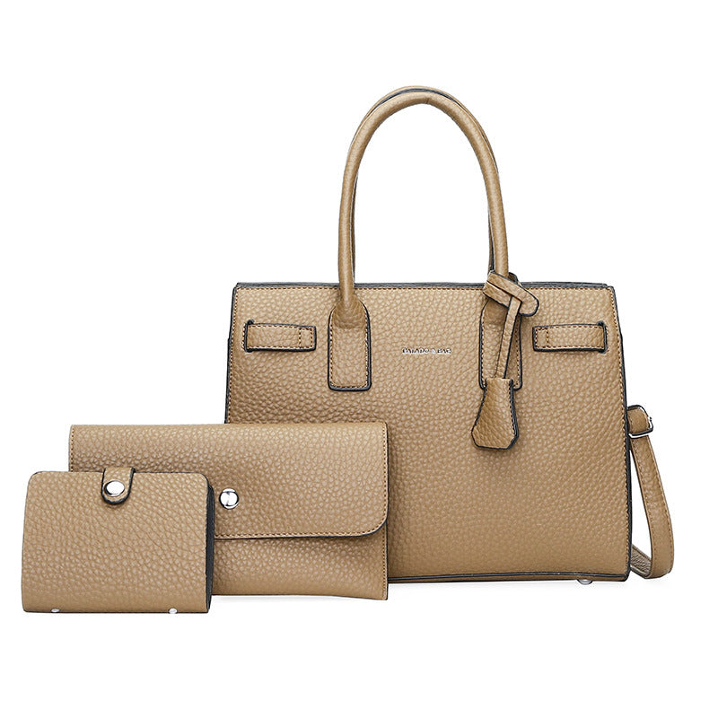 Women's Three-piece With Litchi Pattern Hand Holding Shoulder Bags