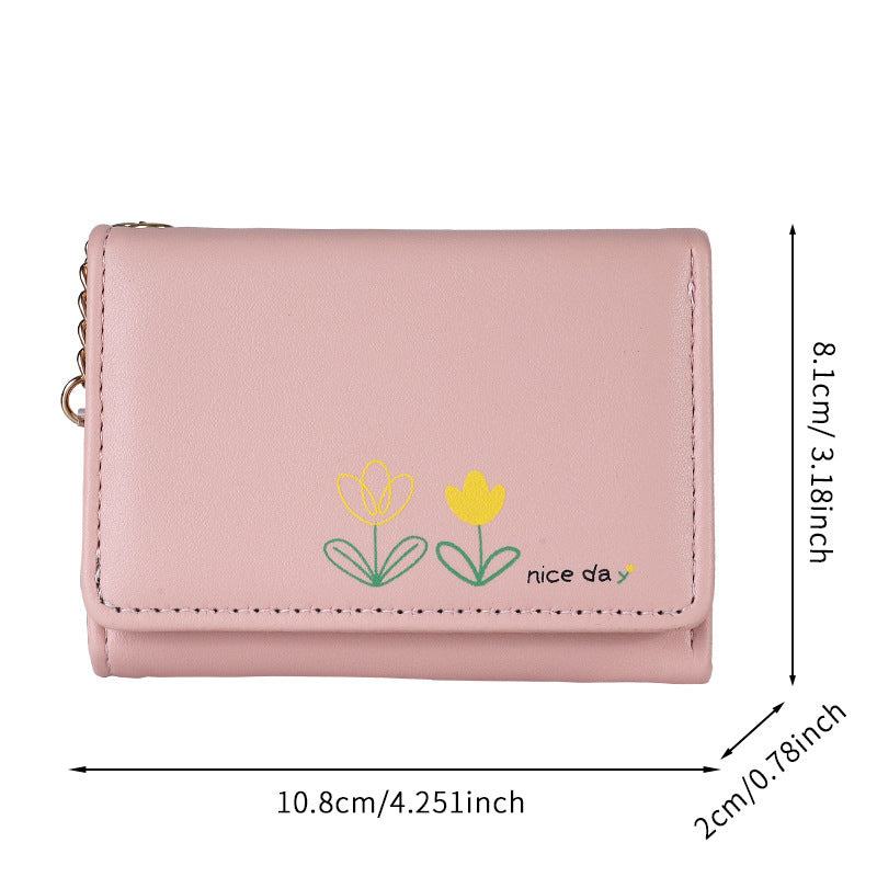 Women's Short Solid Color Simple Printed Cute Ladies Wallets