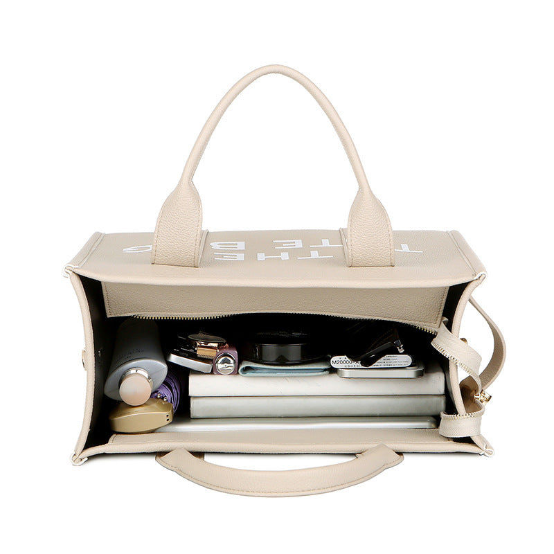 Women's Trendy Solid Color Letter Large Capacity Shoulder Bags