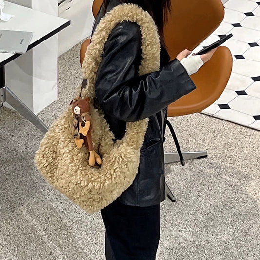 Charming Classic Cloud Large Capacity Plush Shoulder Bags