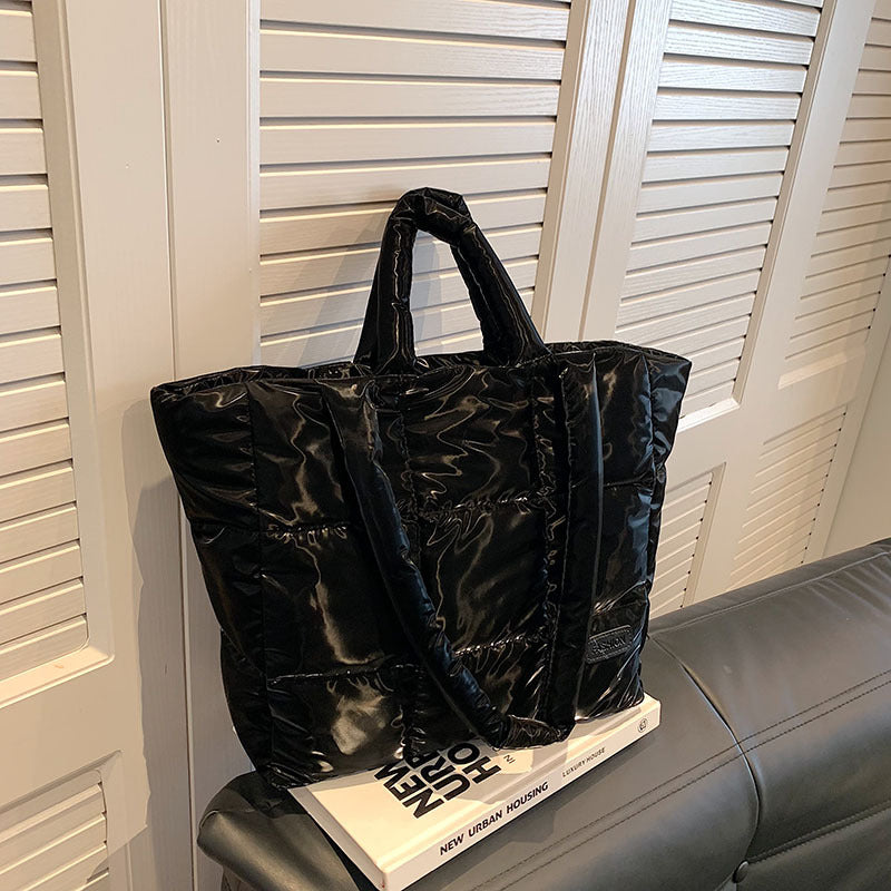 Women's Embroidery Thread Solid Color Soft Plaid Tote Bags