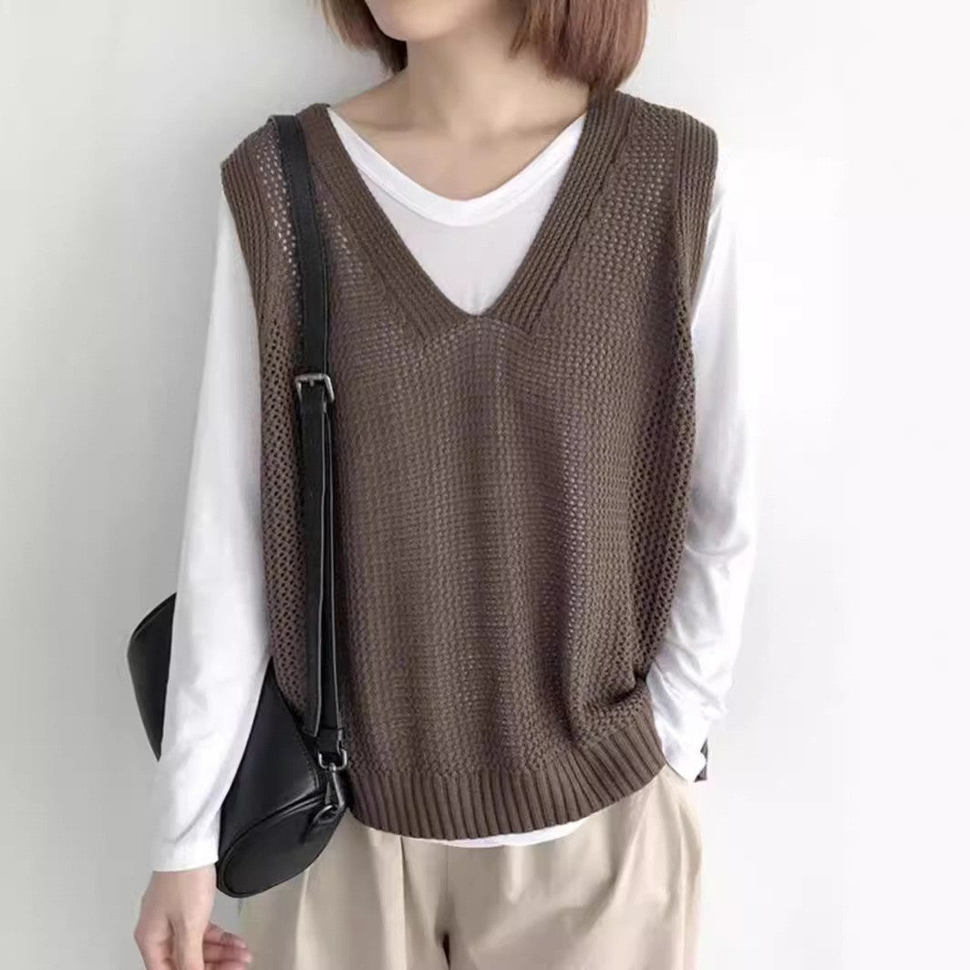Women's Casual Outerwear Sleeveless Bandage Dress Loose Thin Vests