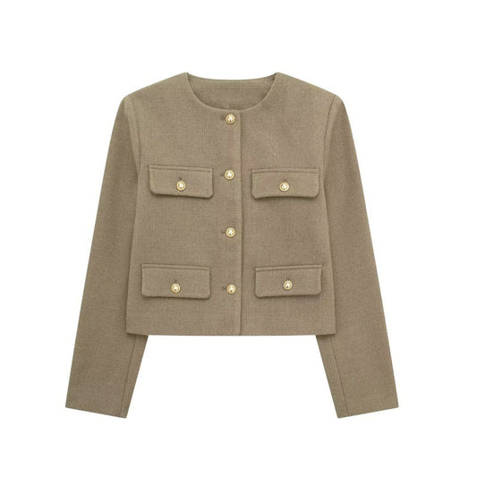 Women's Spring Street Fashion Casual Flip Trim Coats