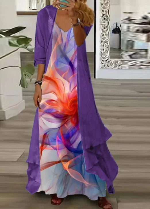 Women's Inner Dress Two-piece Floral Print Dresses
