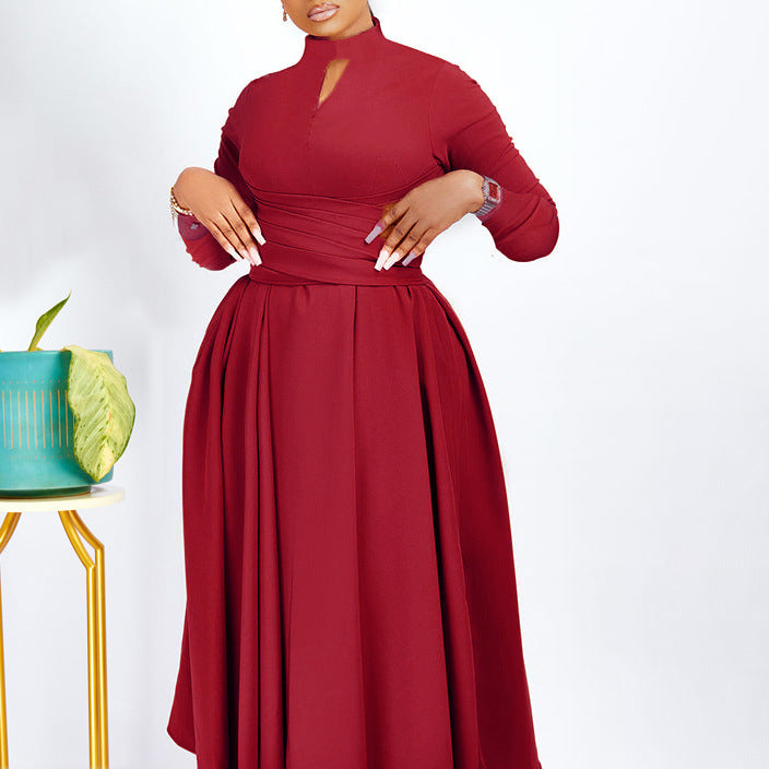 Women's Fashion Elegant Pleated African Large Swing Dresses